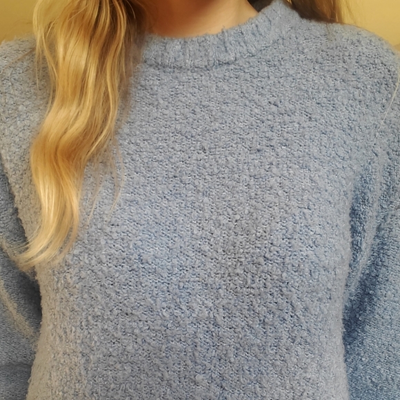 Abound Bouncle Knit Fuzzy Sweater Baby Blue Size Small - Picture 8 of 10
